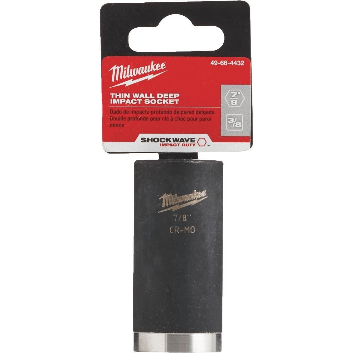 Milwaukee® SHOCKWAVE™ 49-66-4462 Deep Well Thinwall Impact Socket, 1/2 in Square Drive, 7/16 in Impact Socket, 6 Points